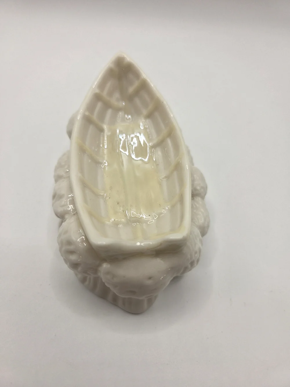 R183. Vintage Belleek Cream Porcelain Salt Cellar
